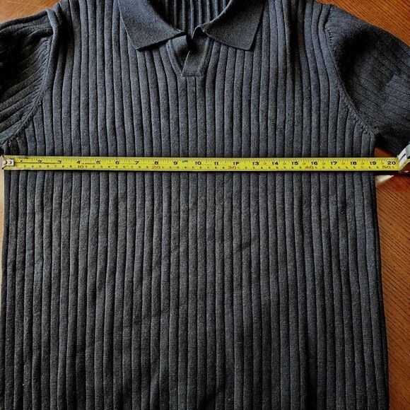 Johnny Collar Long Sleeve Sweater Polo Black Size Small - Picture 3 of 6